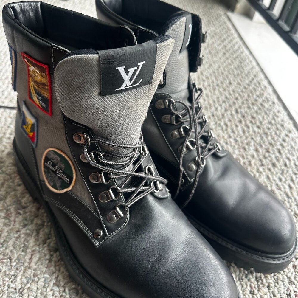 Louis Vuitton Explorer Patch Combat Boots – Black Leather & Canvas